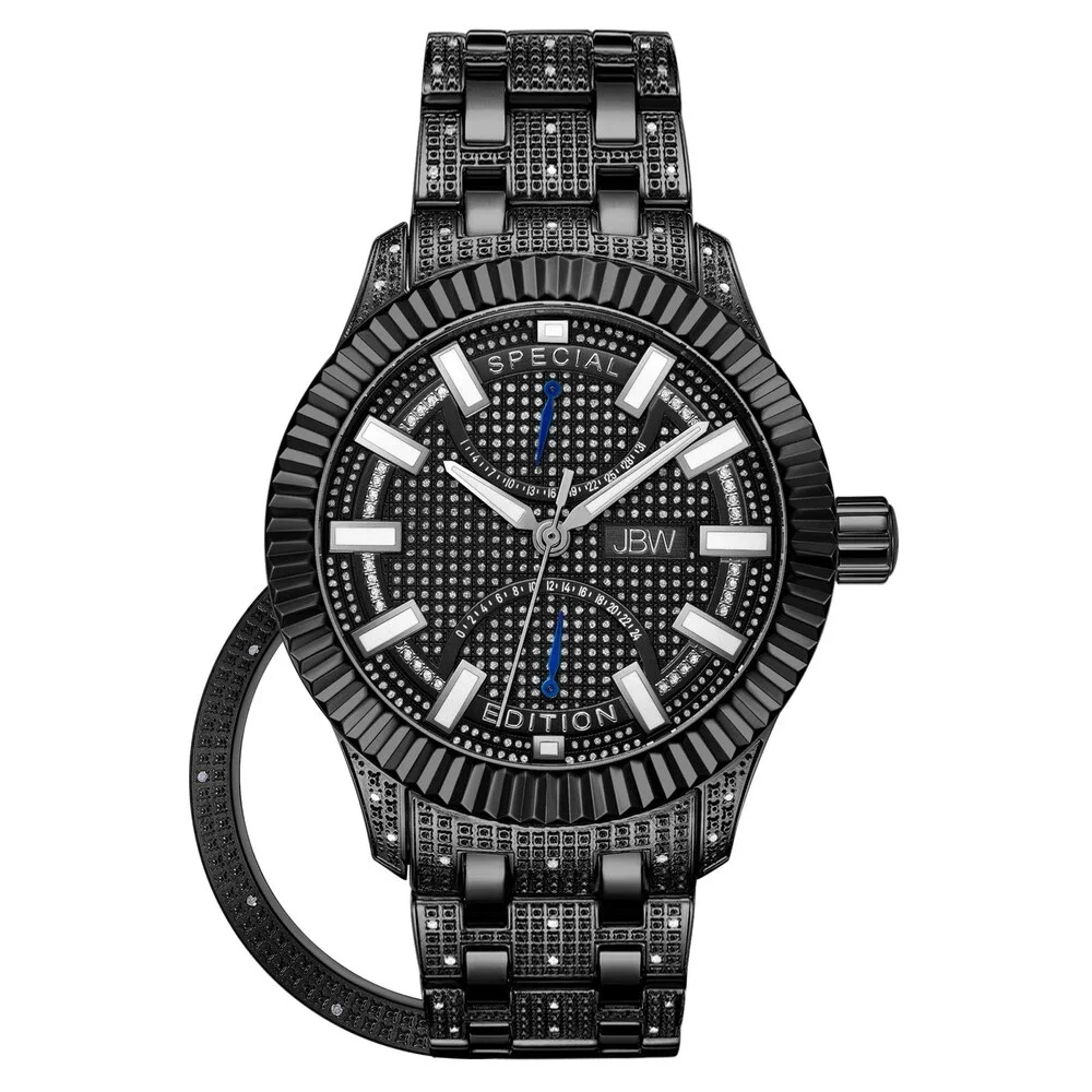 JBW 47mm Special Edition Diamond Black Crowne J6363D 0098/1000 Mens Watch